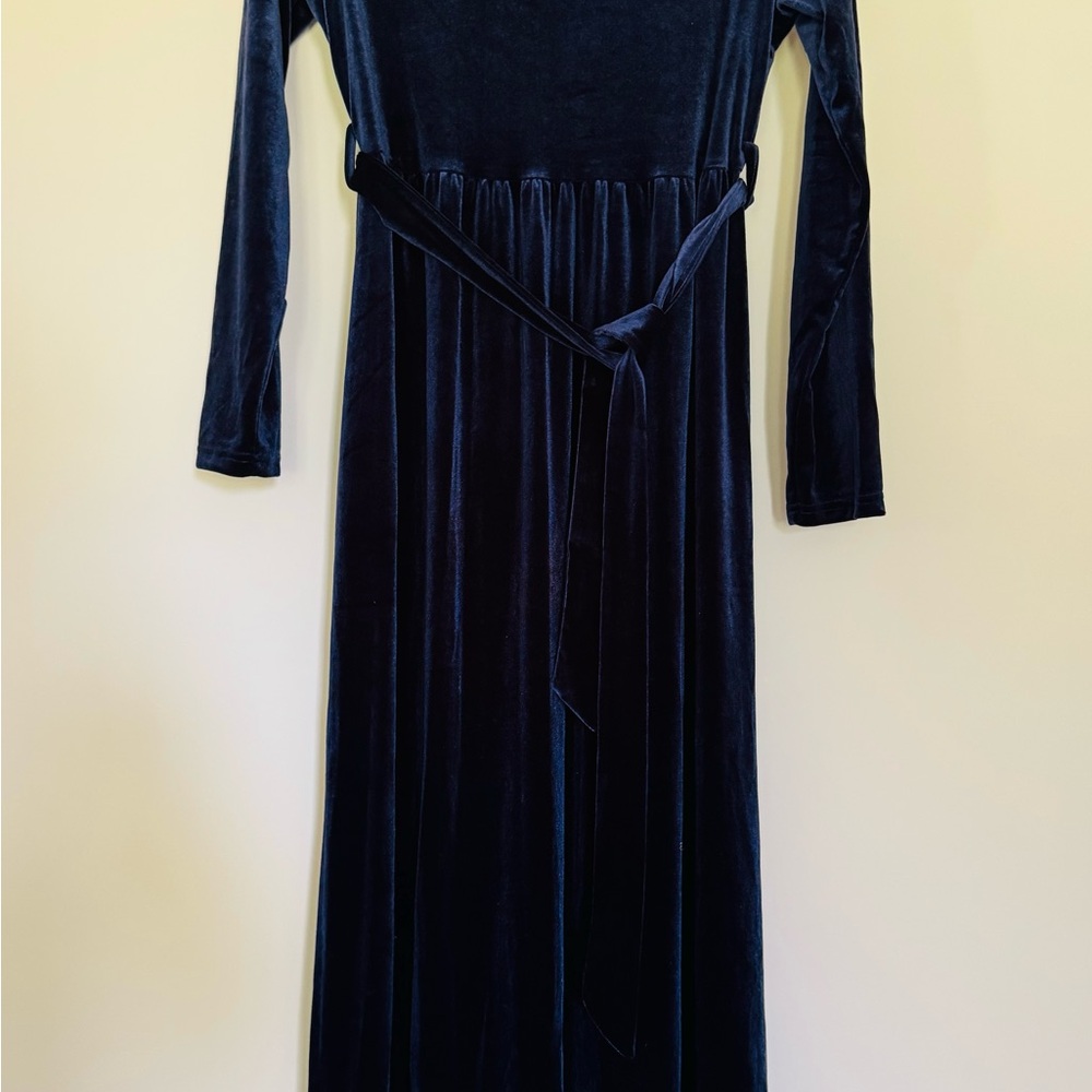 Elegant Navy/Royal Blue Velvet Dress (Small) 4/6